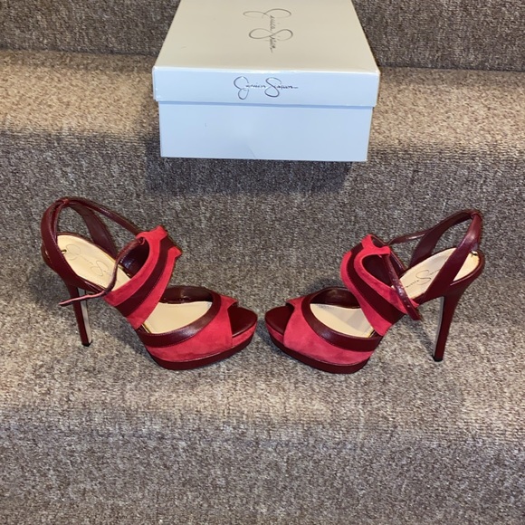 ♥️❤️♥️EUC Jessica Simpson Genuine Leather Red Platform Pumps - Picture 3 of 14